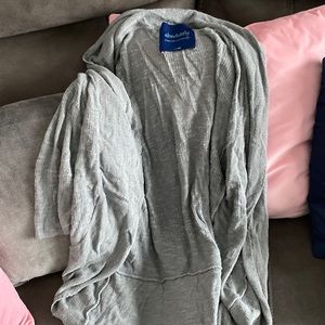 Open cardigan in Grey extra large lightweight three-quarter sleeves